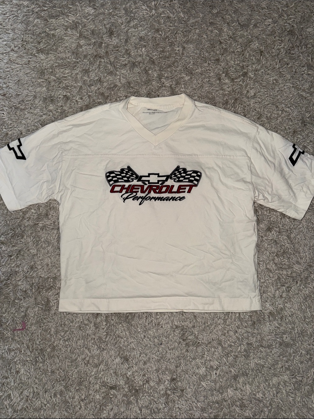 Hollister White Chevrolet Performance V-Neck Tee